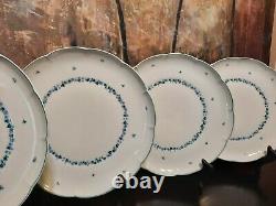 5 NEW Block Provence LIMOGES France Scalloped Blue Gold Dinner Plates RARE