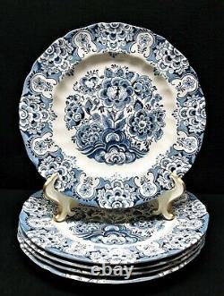 5 Staffordshire England Sudbury Square Blue 4416 Ironstone Dinner Plates