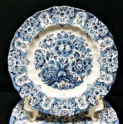 5 Staffordshire England Sudbury Square Blue 4416 Ironstone Dinner Plates