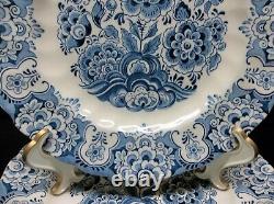 5 Staffordshire England Sudbury Square Blue 4416 Ironstone Dinner Plates