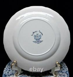 5 Staffordshire England Sudbury Square Blue 4416 Ironstone Dinner Plates