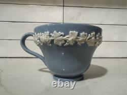 5 Tea Cup Set +1 Ext Cup WEDGEWOOD ETRURIA BARLASTON QUEENSWARE CREAM ON BLUE