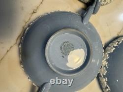 5 Tea Cup Set +1 Ext Cup WEDGEWOOD ETRURIA BARLASTON QUEENSWARE CREAM ON BLUE