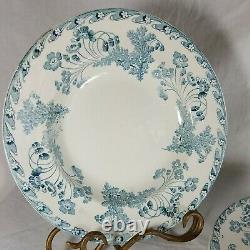5 Vintage French Ironstone Blue White Transferware Soup Plate 9.25 France