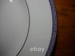 5 Wedgwood Palatia 10 3/4 Dinner Plates Blue & Gold Greek Key Design Excellent