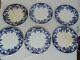 6 19th C Alfred Colley Tunstall England Blue White 10 Dinner Plates LUSITANIA