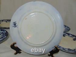6 19th C Alfred Colley Tunstall England Blue White 10 Dinner Plates LUSITANIA