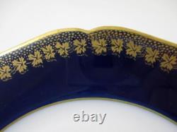 6-9.5 antique DINNER Plates COBALT blue & GOLD leaves HAVILAND &Co, Limoges