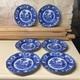 6 Adams Company KYBER England FLOW BLUE 9 1/4 Dinner Plates 12 Panel