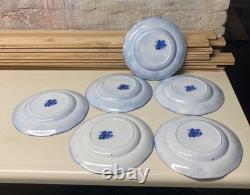6 Adams Company KYBER England FLOW BLUE 9 1/4 Dinner Plates 12 Panel