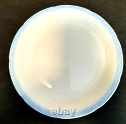 6-Anchor Hocking Alice White Dinner Plates 9 1/4 Floral (Blue Trim) Glass