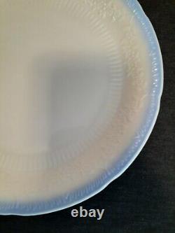 6-Anchor Hocking Alice White Dinner Plates 9 1/4 Floral (Blue Trim) Glass