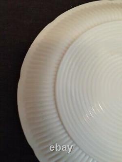 6-Anchor Hocking Alice White Dinner Plates 9 1/4 Floral (Blue Trim) Glass