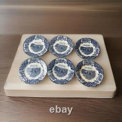 (6) Antique 1890s Wedgwood Imperial Porcelain Flow Blue Cow Plate 10 Set Of 6