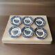 (6) Antique 1890s Wedgwood Imperial Porcelain Flow Blue Cow Plate 10 Set Of 6
