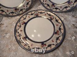 6 Antique 1910 Royal Doulton Dinner Plates H323 Blue Flower Baskets & Swags SET