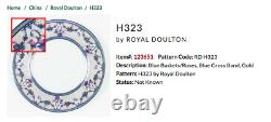 6 Antique 1910 Royal Doulton Dinner Plates H323 Blue Flower Baskets & Swags SET