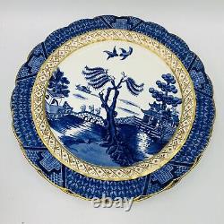 6 Antique Booths Real Old Willow 9.5 & 10 dinner plates Blue White Gold