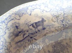 (6) Antique Dinner Plates E C Parma English Ironstone Blue Transferware ca. 1850