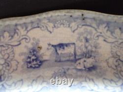 (6) Antique Dinner Plates E C Parma English Ironstone Blue Transferware ca. 1850