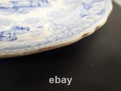 (6) Antique Dinner Plates E C Parma English Ironstone Blue Transferware ca. 1850