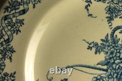 6 Antique Plates French Transferware Ironstone Set LONGWY LOUIS XVI Aesthetic
