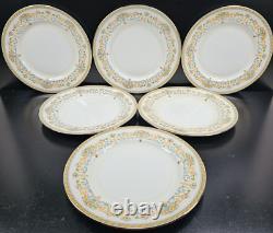 6 Aynsley Henley Dinner Plate Blue Backstamp Set Vintage Floral Gold England Lot