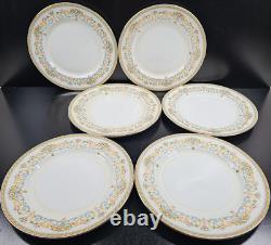 6 Aynsley Henley Dinner Plate Blue Backstamp Set Vintage Floral Gold England Lot