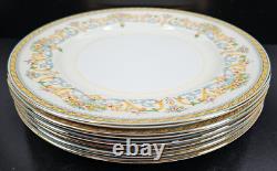 6 Aynsley Henley Dinner Plate Blue Backstamp Set Vintage Floral Gold England Lot