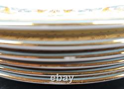 6 Aynsley Henley Dinner Plate Blue Backstamp Set Vintage Floral Gold England Lot