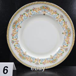 6 Aynsley Henley Dinner Plate Blue Backstamp Set Vintage Floral Gold England Lot