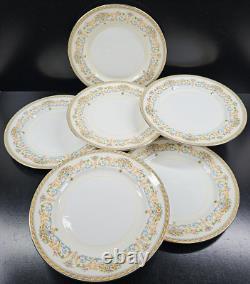 6 Aynsley Henley Dinner Plate Blue Backstamp Set Vintage Floral Gold England Lot