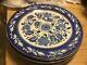 (6)-Bombay Co-Blue & White-Floral-Dinner Plates-10 7/8-FREE SHIPPING! -Beautiful