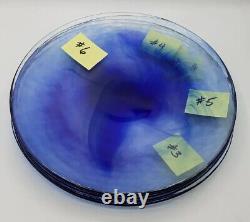 6 Bormioli Rocco Murano Blue Dinner Plates 11 Clear and Cobalt Blue Swirl Spain