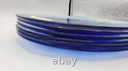 6 Bormioli Rocco Murano Blue Dinner Plates 11 Clear and Cobalt Blue Swirl Spain