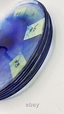 6 Bormioli Rocco Murano Blue Dinner Plates 11 Clear and Cobalt Blue Swirl Spain