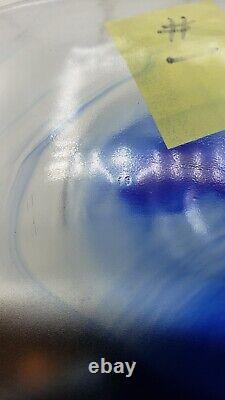 6 Bormioli Rocco Murano Blue Dinner Plates 11 Clear and Cobalt Blue Swirl Spain