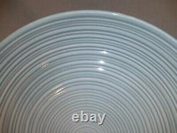 6 DENBY Blue-Green Oversized Dinner Plates Concentric Circles 11 Porcelain