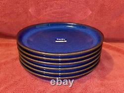 6 DENBY ENGLAND IMPERIAL BLUE 10 COUPE DINNER PLATES NEW with TAG