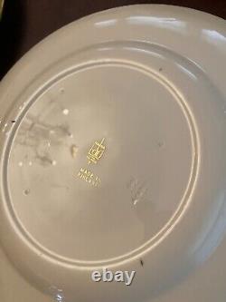 6 Dinner plates Blue heavy Encrusted Gold Floral Arabia Finland Heinrich Selb