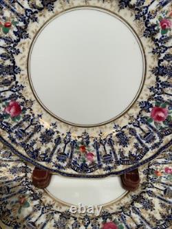 6 Elaborate Cobalt Blue Panels Gold Floral Dinner Plates Royal Doulton 1920's