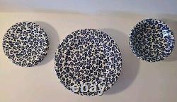 6 English Ironstone 9 3/4 Dinner Plates 4 Salad And 2 Soup Bowls Blue Apples