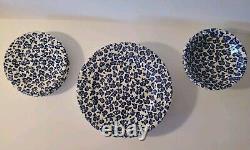 6 English Ironstone 9 3/4 Dinner Plates 4 Salad And 2 Soup Bowls Blue Apples