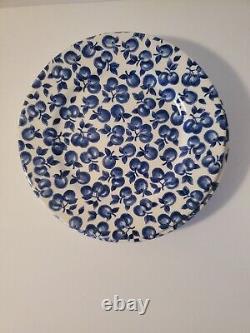 6 English Ironstone 9 3/4 Dinner Plates 4 Salad And 2 Soup Bowls Blue Apples