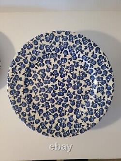 6 English Ironstone 9 3/4 Dinner Plates 4 Salad And 2 Soup Bowls Blue Apples