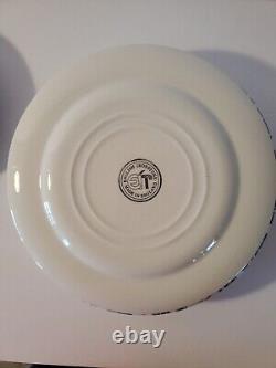 6 English Ironstone 9 3/4 Dinner Plates 4 Salad And 2 Soup Bowls Blue Apples