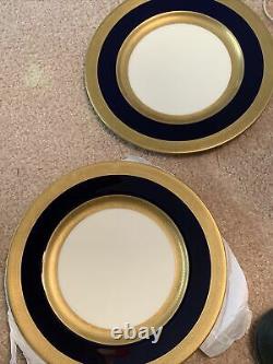 6 Lenox Cobalt Blue&Gold Wide Trim Dinner Plates 10 1/2 Green Mark Presidential