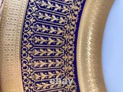 6 Lenox Rare Gold Encrusted Cobalt Blue Dinner 10.5 Plates 1830 / M93a Elegant