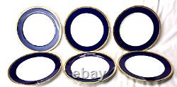 6 Mintons 10 Elegant English Dinner Plates Cobalt Blue Gold Encrusted Rim