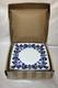 6 NIB Blue & White Bombay Asian Garden Square Dinner Plates Platinum Trim 11